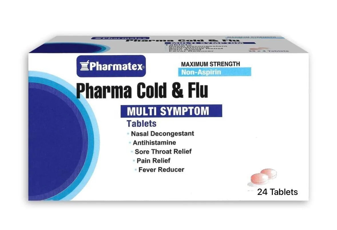 Pharma Cold & Flu Multi Symptom Tablets, 24 Tablets