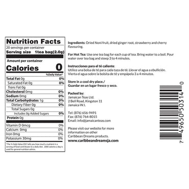 Caribbean Dreams Noni Ginger Tea, 20 teabags