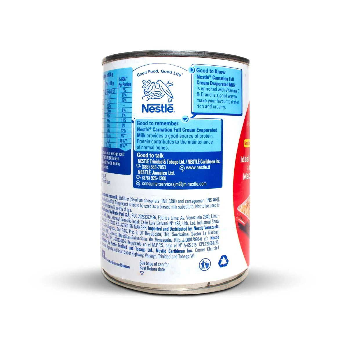 Carnation Evaporated Milk Full Cream Can, 395ml (3 Pack)