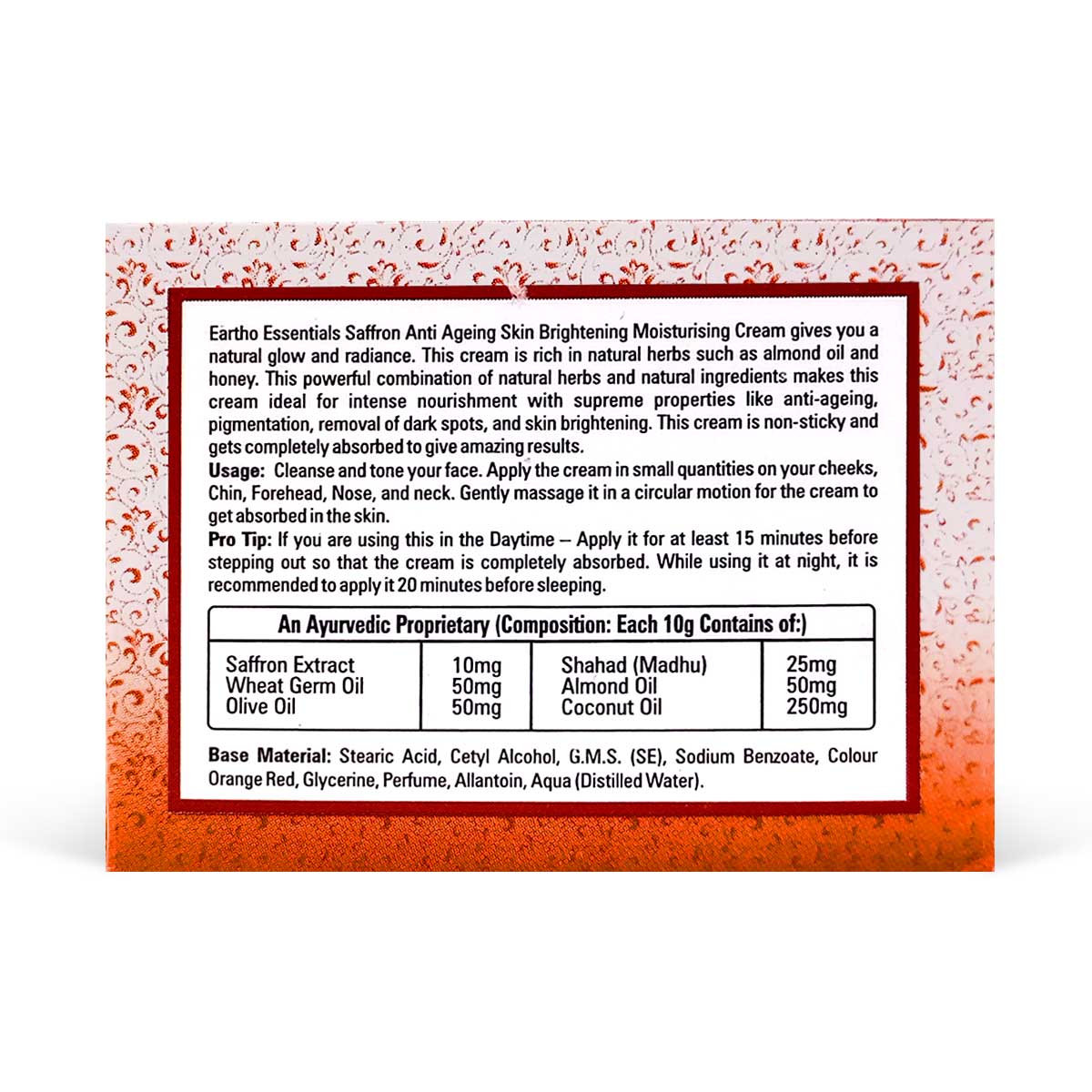 Eartho Essentials Saffron Moisturizing Cream, 50g