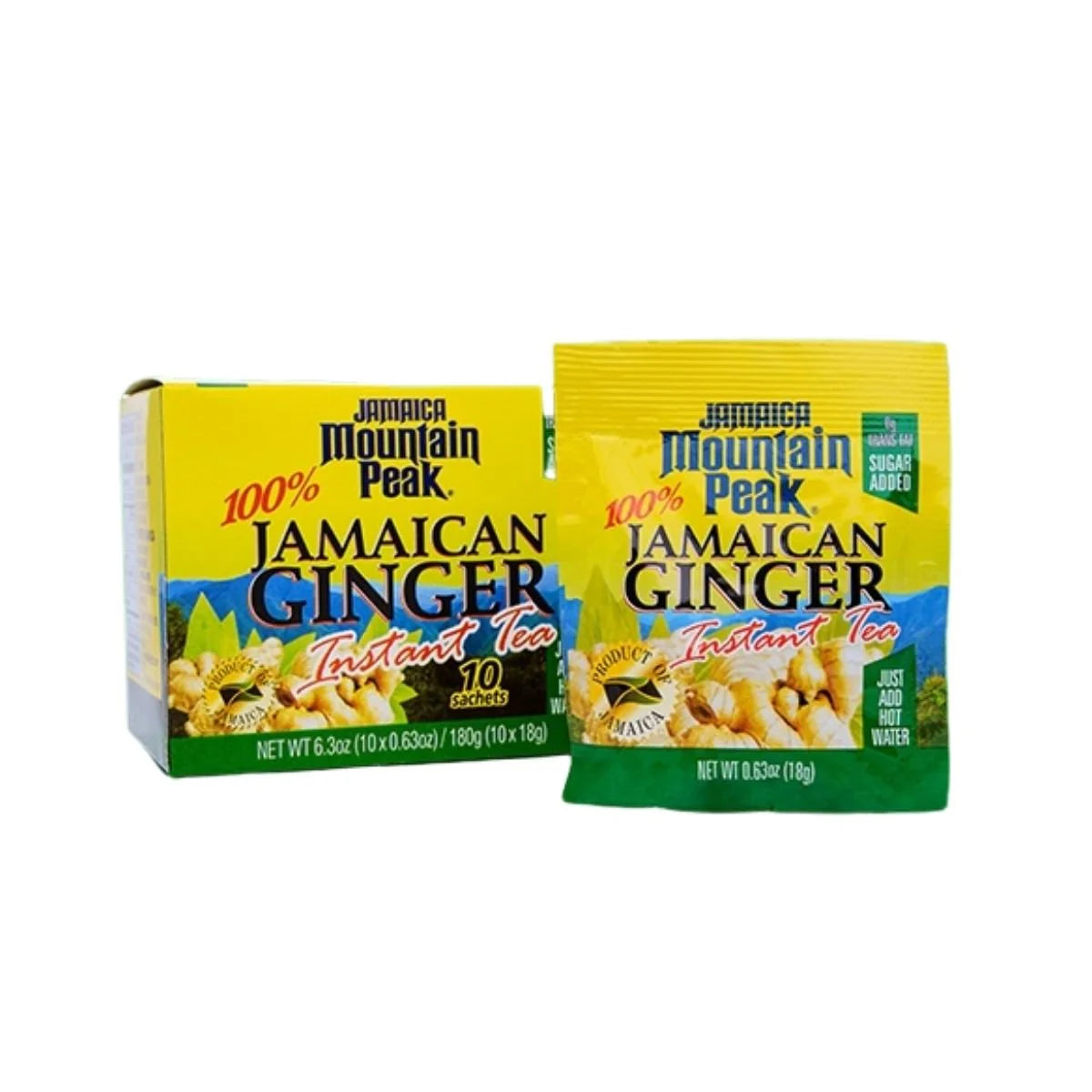 Jamaica Mountain Peak Instant Ginger Tea, Sweetened (10 sachets)