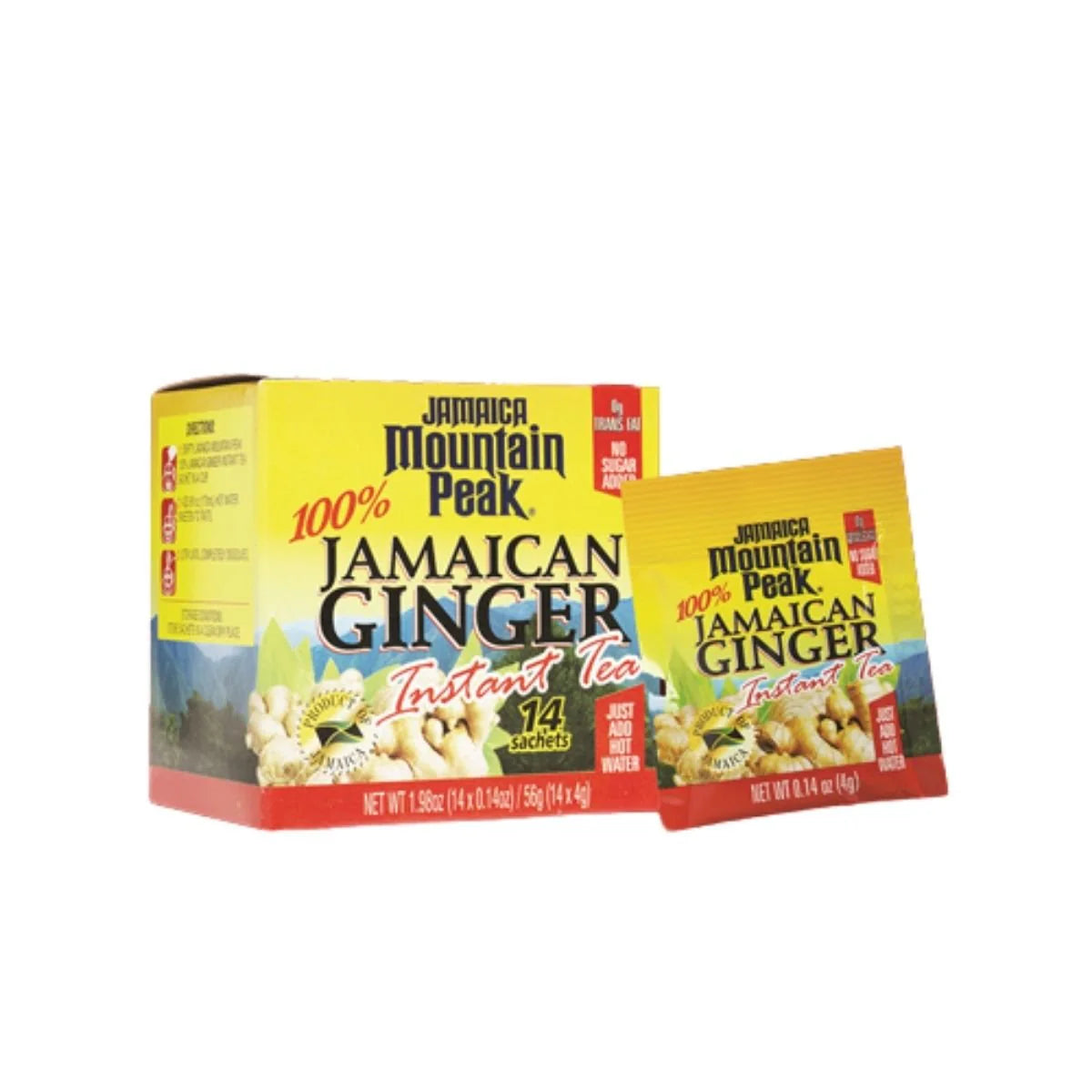 Jamaica Mountain Peak Instant Ginger Tea, Unsweetened (14 sachets)