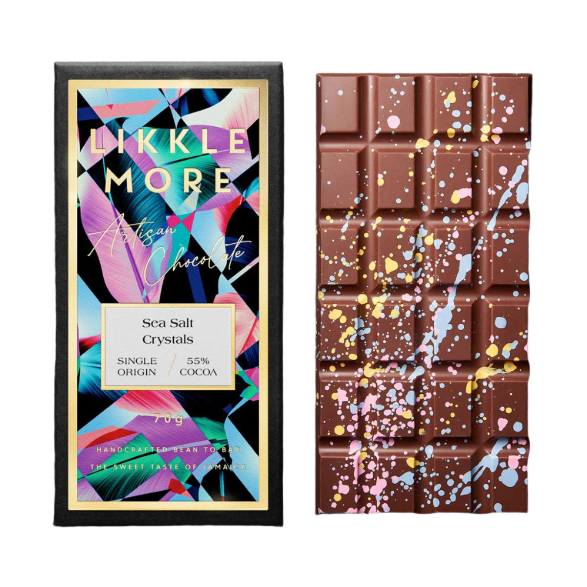 Likkle More Chocolate 50% Sea Salt Crystals Cocoa Bar, 2.5oz