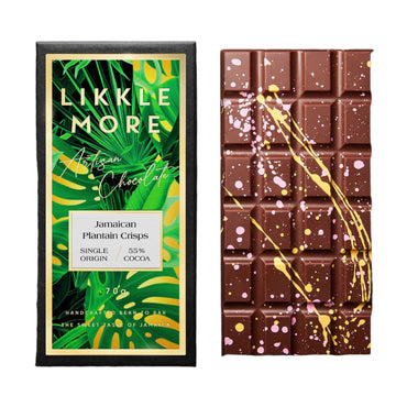 Likkle More Chocolate 55% Dark Milk Plantain Chips Bar, 2.5oz
