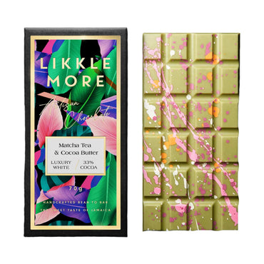 Likkle More Chocolate White Chocolate Green Matcha Bar, 2.5oz