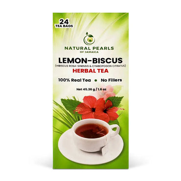 Natural Pearls of Jamaica Lemon-Biscus Teabag, 1.6oz