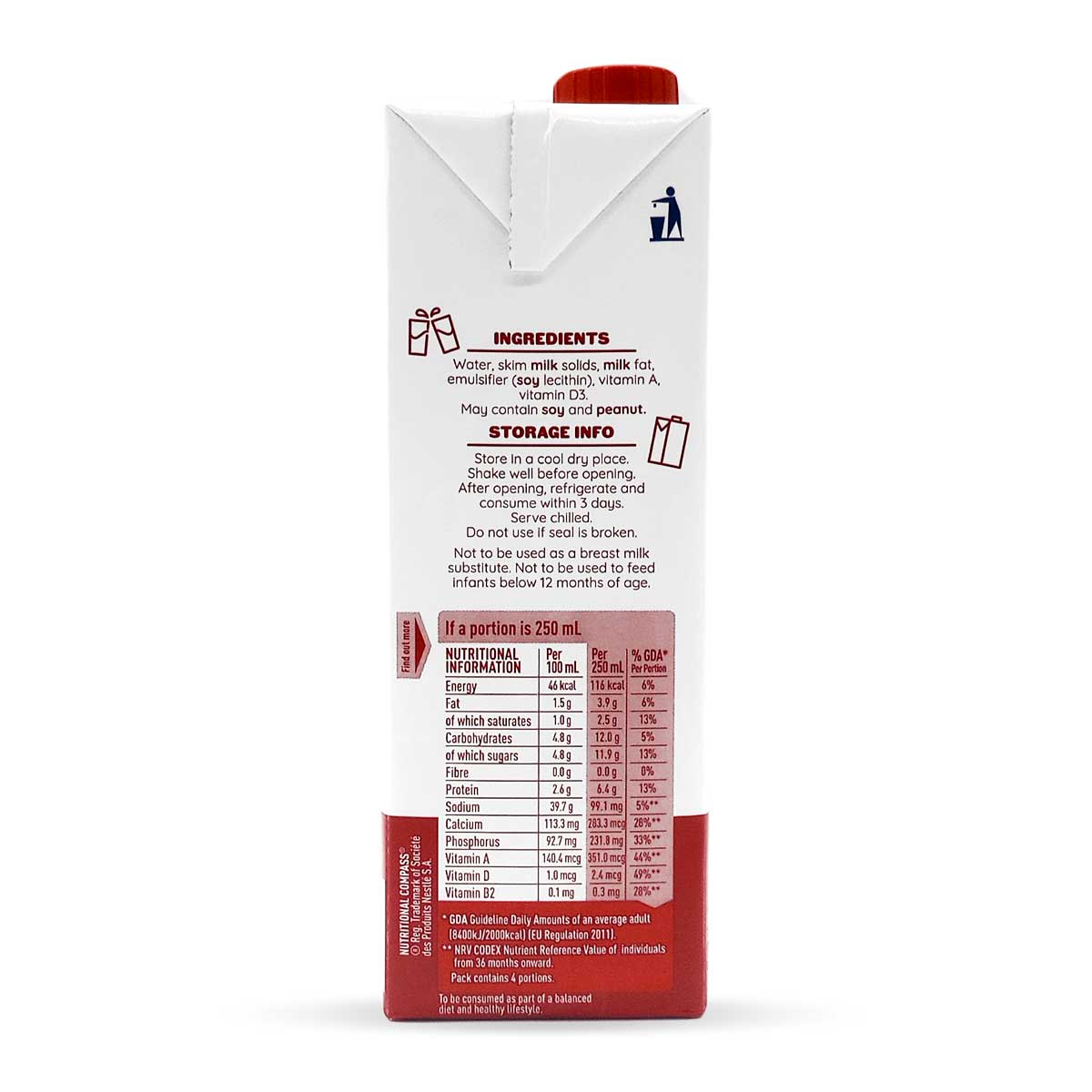Nestle Low Fat Milk, 1L (3 Pack)