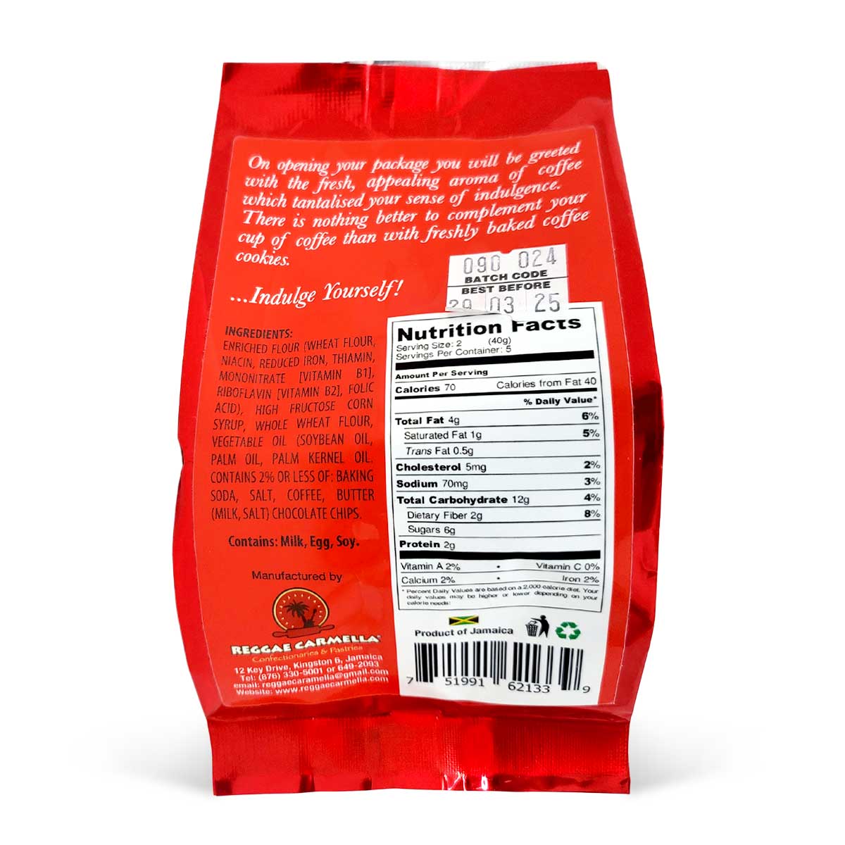 Reggae Carmella Premium Coffee Cookies, 50g