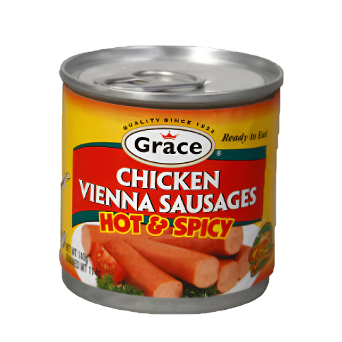 Grace Chicken Hot & Spicy Vienna Sausages, 4.06oz (130g)