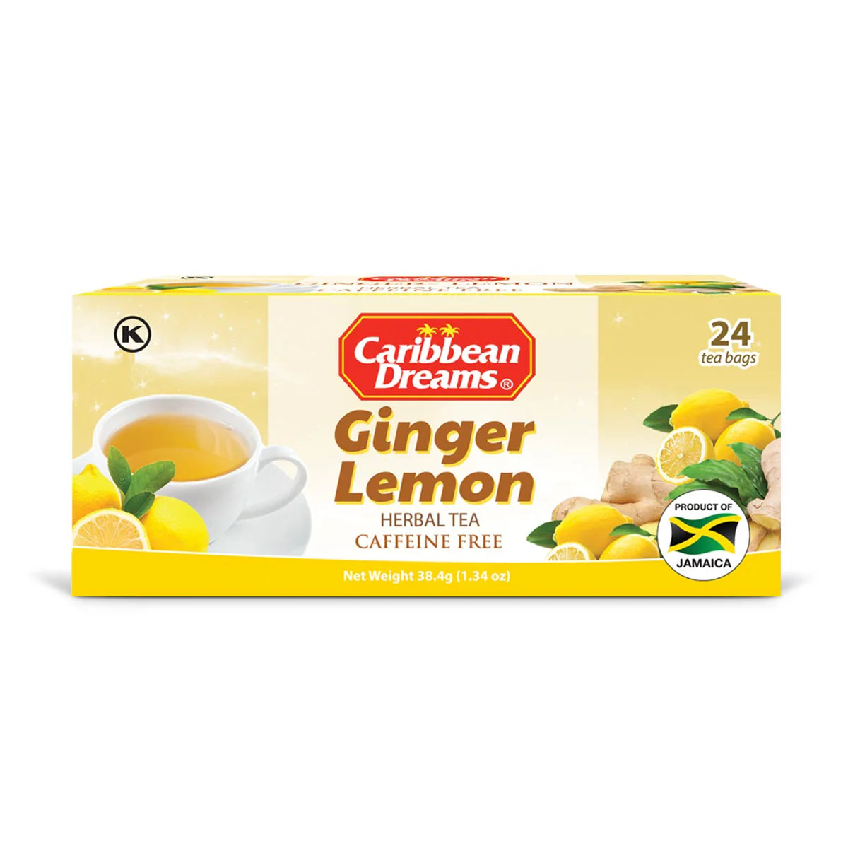 Caribbean Dreams Ginger Lemon Herbal Tea, 24 teabags