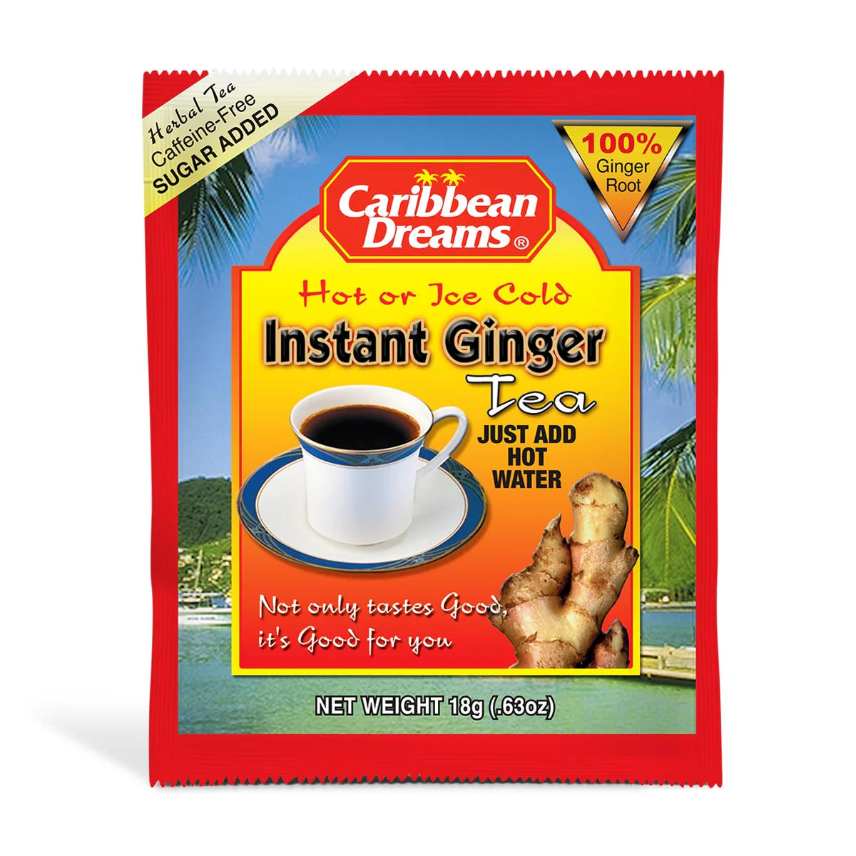 Caribbean Dreams Sweet Instant Ginger Tea, 10 sachets