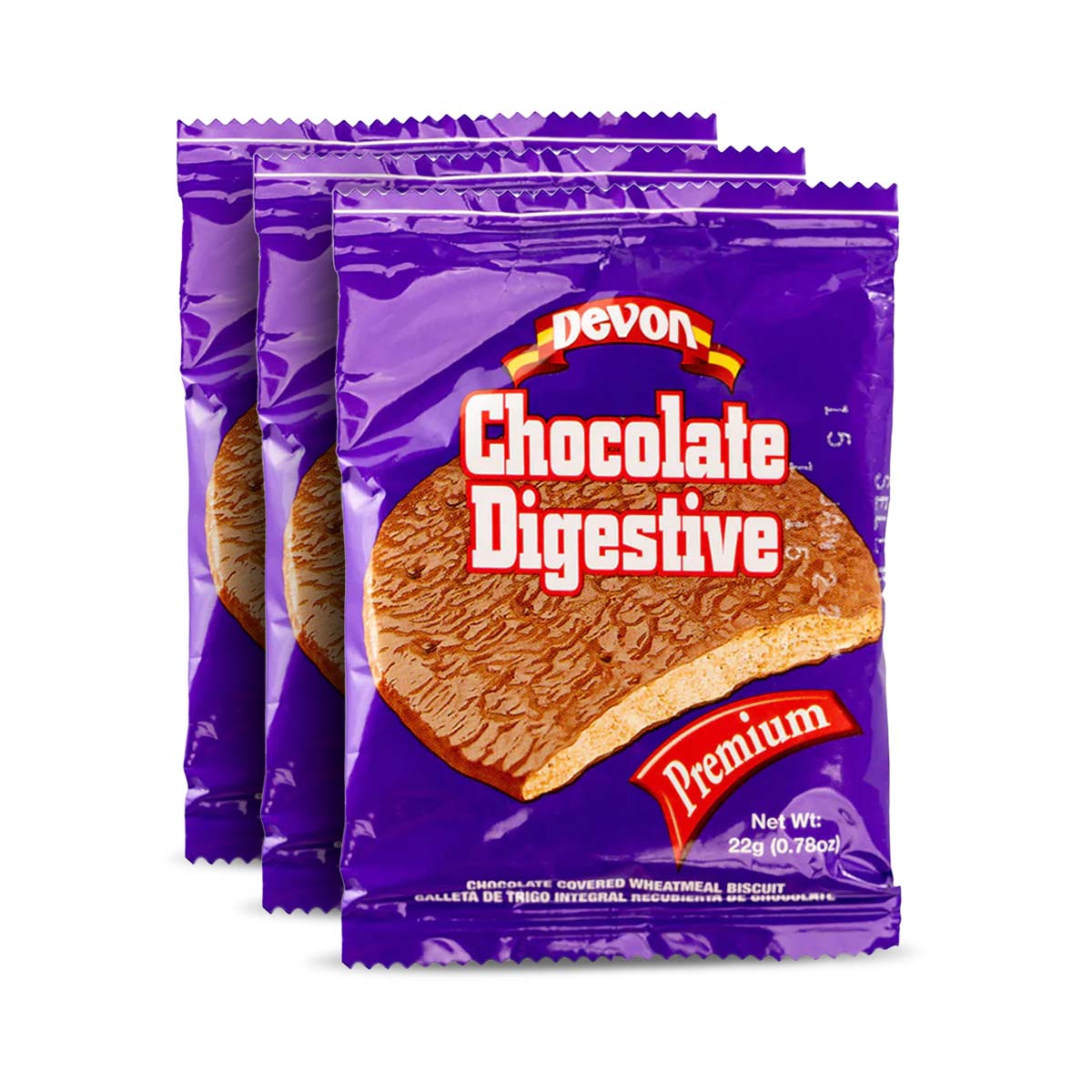 Devon Chocolate Digestive Biscuits, 22g (3 Pack)