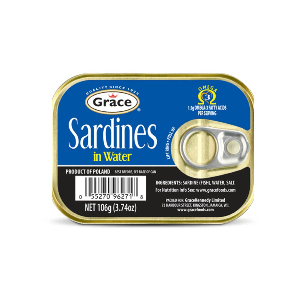 Grace Sardines In Water, 3.74oz