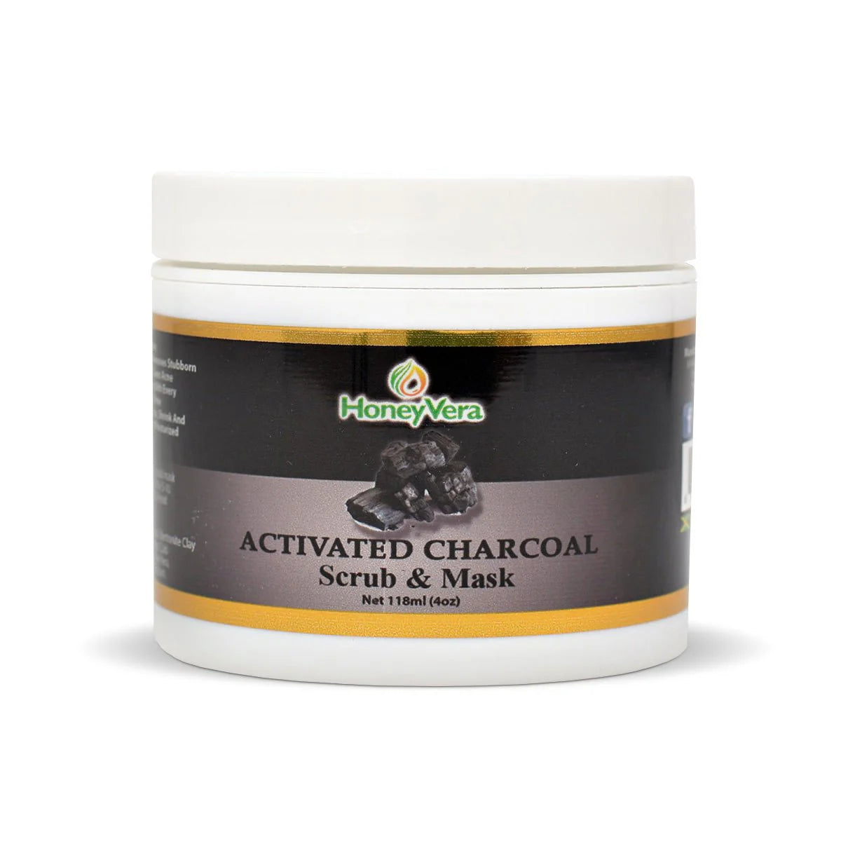 HoneyVera Activated Charcoal Scrub & Mask, 4oz