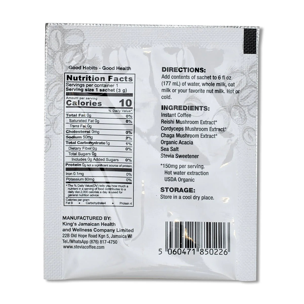 King's Jamaican Mushroom Coffee Box, 3g