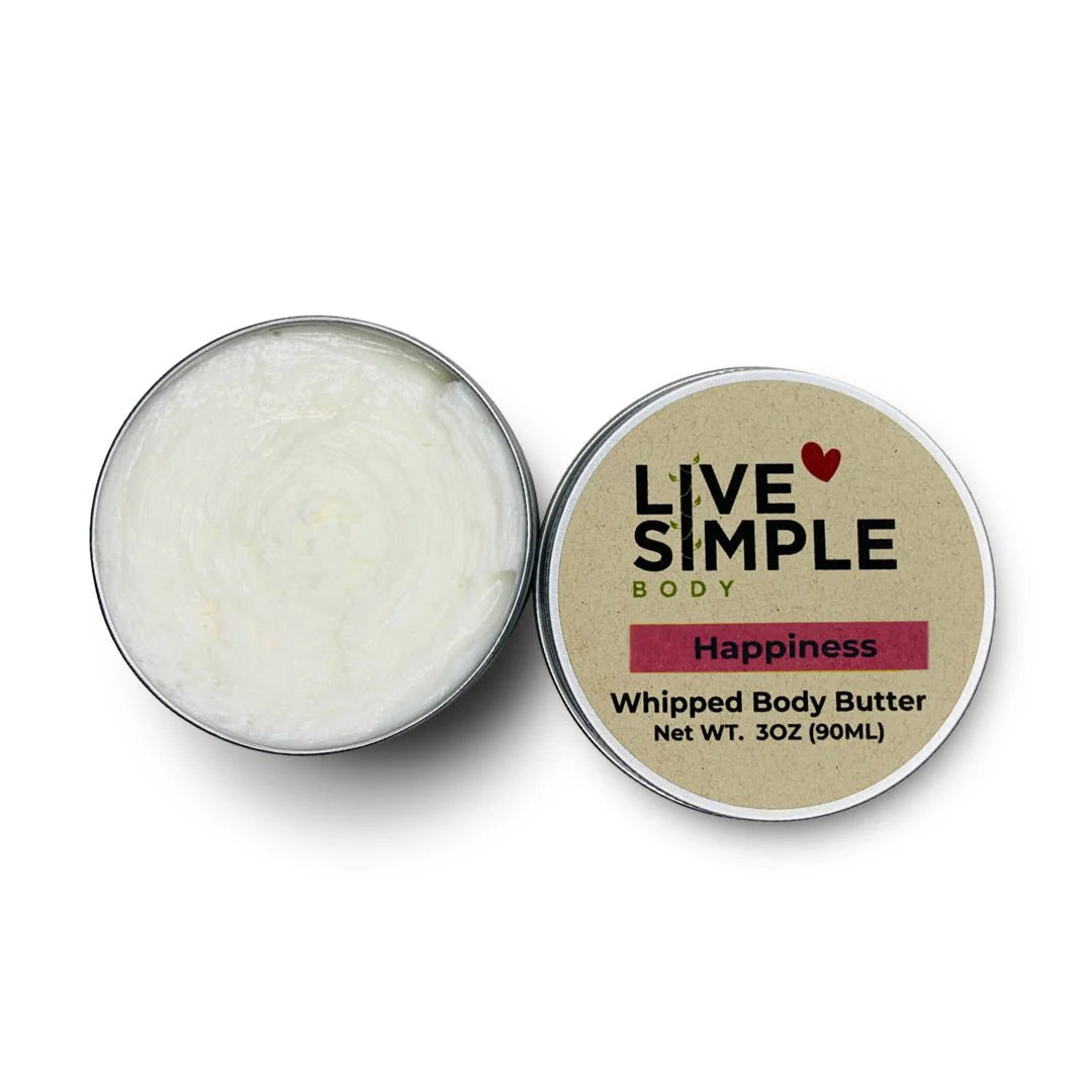 LiveSimple Happiness Whipped Body Butter, 2.5oz or 4oz