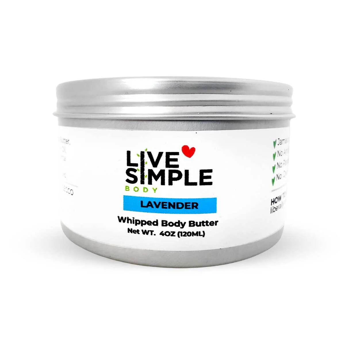 LiveSimple Lavender Whipped Body Butter, 2.5oz or 4oz