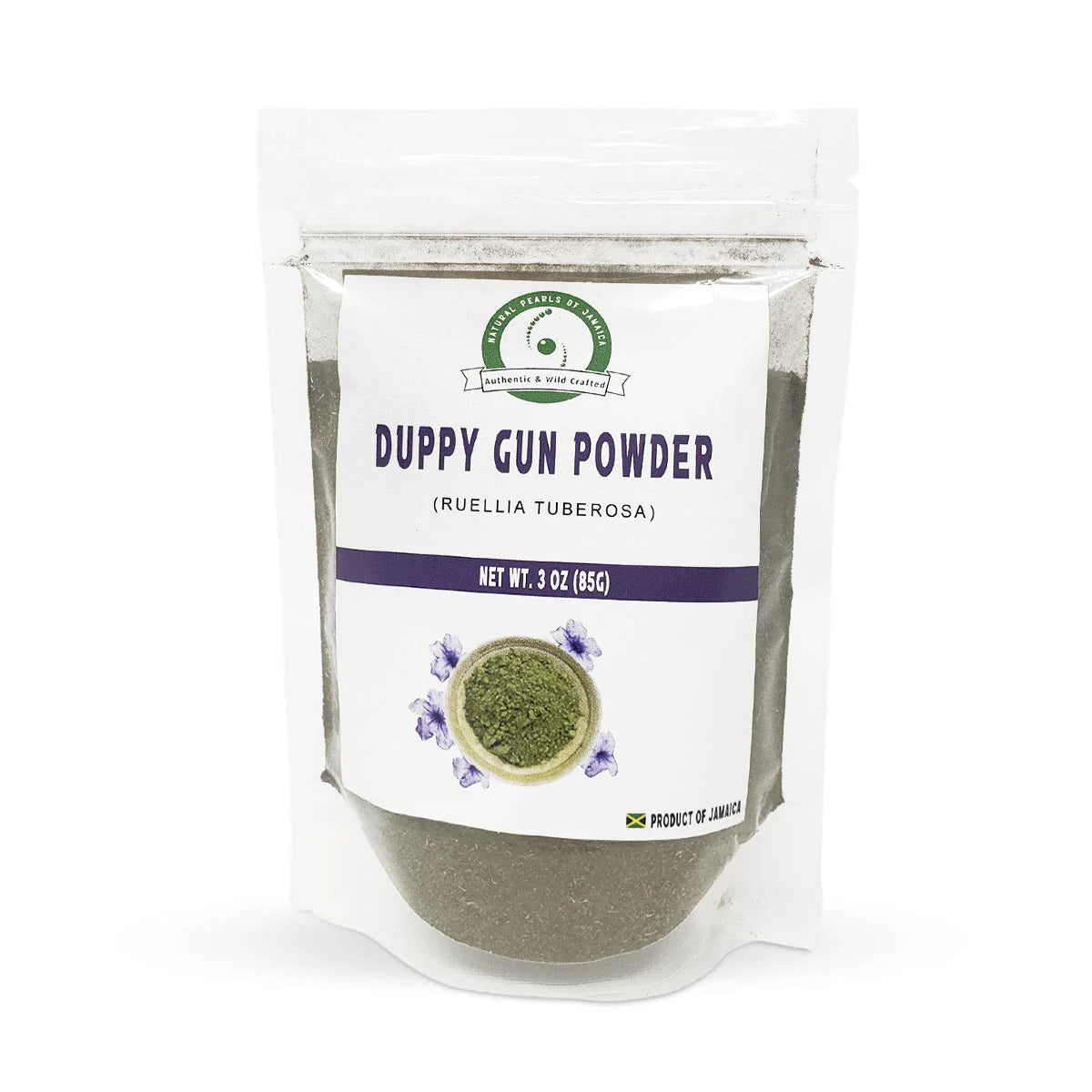 Natural Pearls of Jamaica Duppy Gun (Ruellia Tuberosa) Powder, 3oz