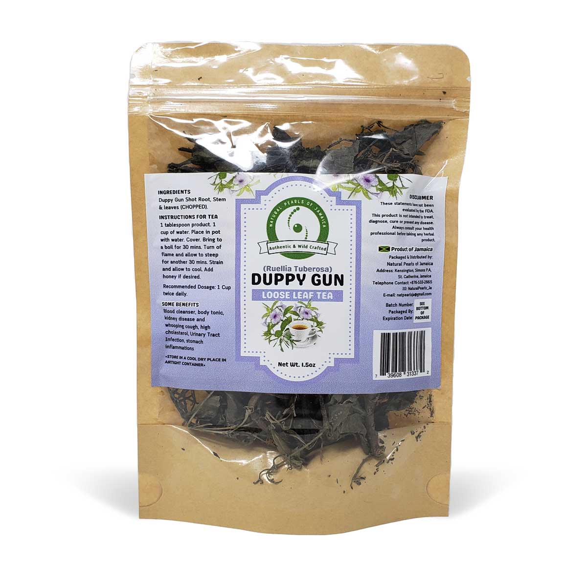 Natural Pearls of Jamaica Duppy Gun Shot Loose Leaf Tea, 1.5oz