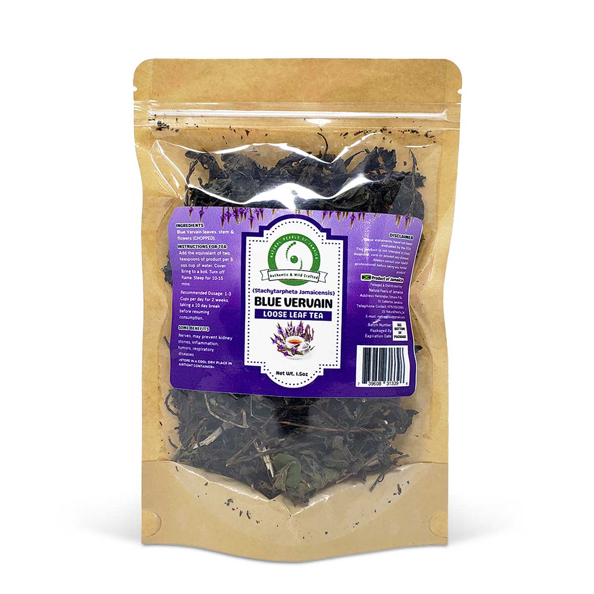 Natural Pearls of Jamaica Jamaican Blue Vervain Loose Leaf Tea, 1.5oz