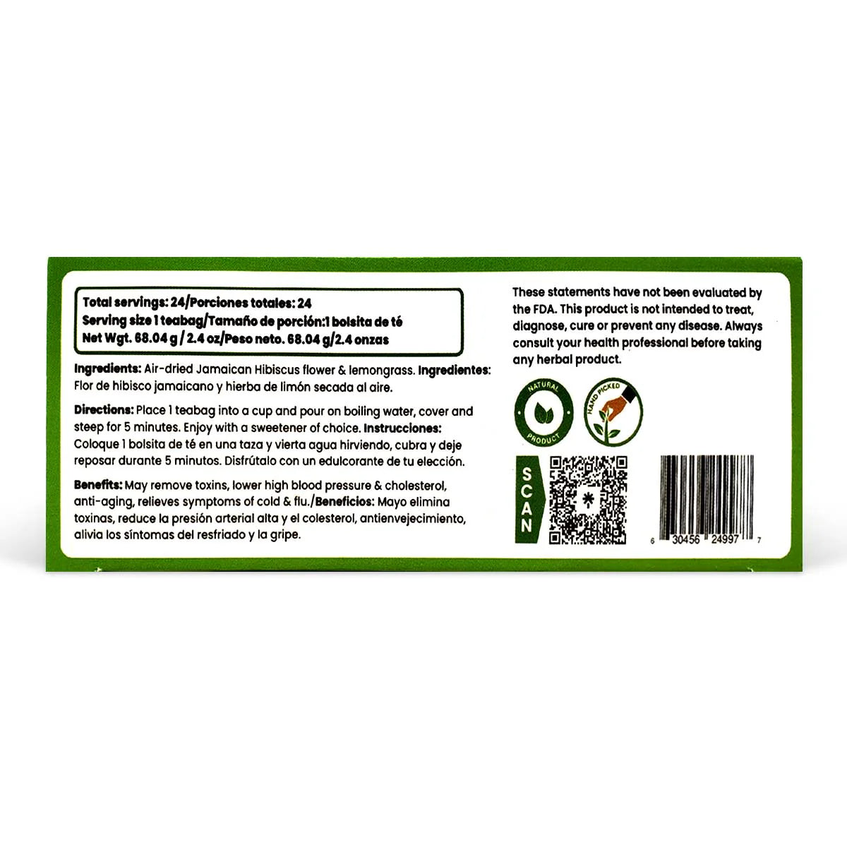 Natural Pearls of Jamaica Lemon-Biscus Teabag, 1.6oz