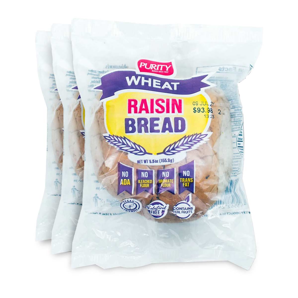 Purity Wheat Raisin Bread, 5.5oz (3 Pack)