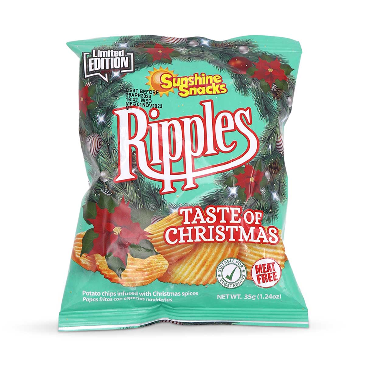 Sunshine Snacks Ripples Potato Chips Taste of Christmas, 35g (3 Pack ...